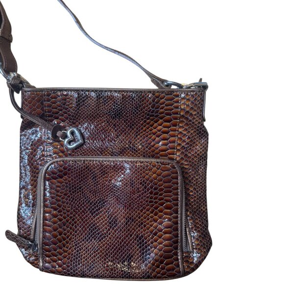 Brighton Brown Faux Snakeskin Crossbody Bag - Picture 10 of 10